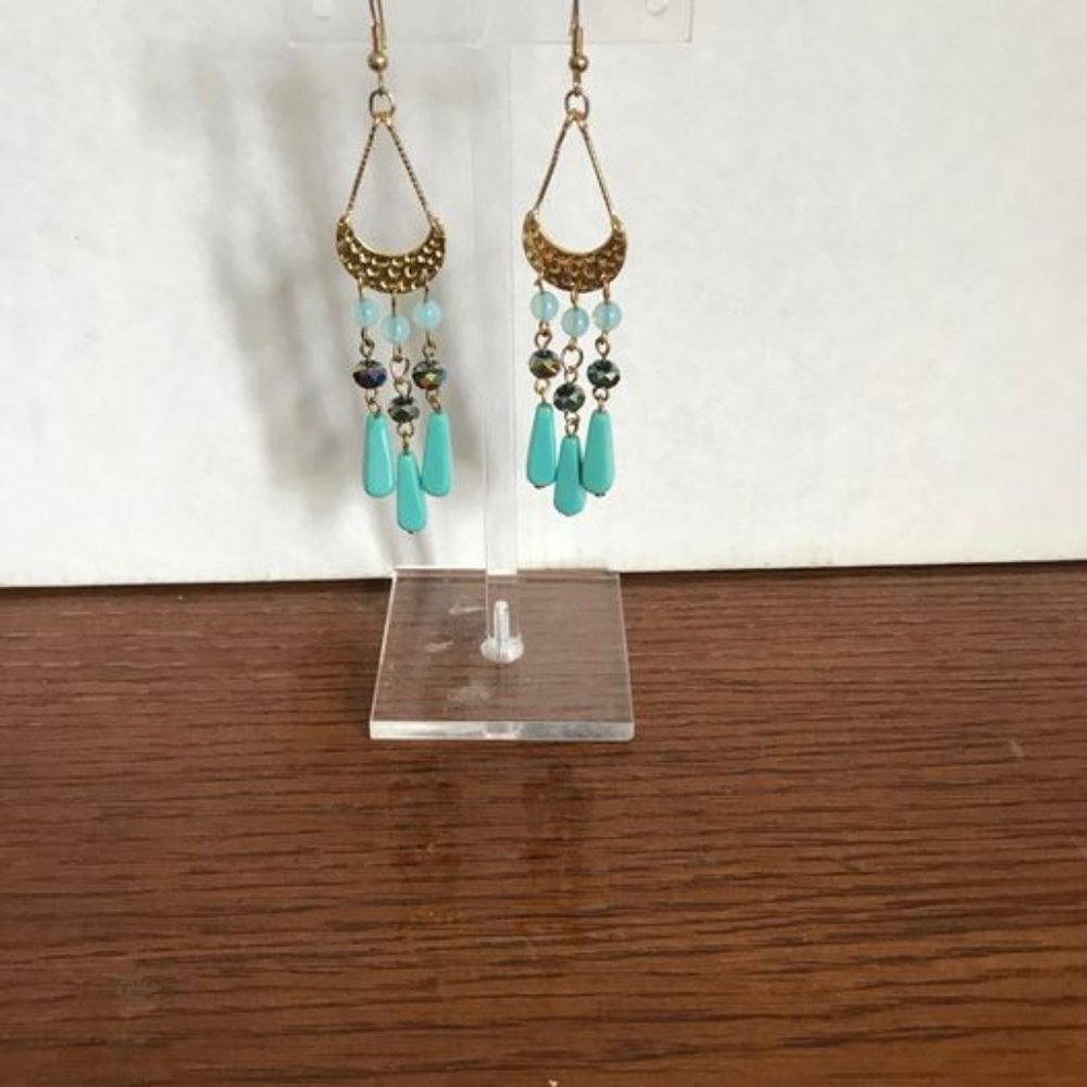 Celestial Half Moon Chandelier Earrings-New